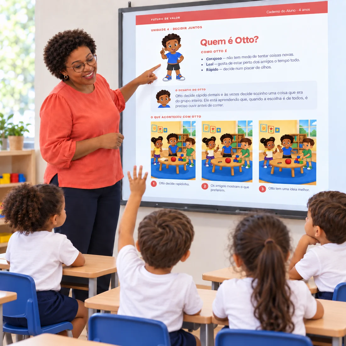 Professora apresentando a página do Otto para a turma